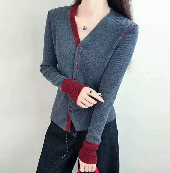 Women's Long-sleeved Bottoming Shirt Autumn Commuter Age-reducing Cardigan Top