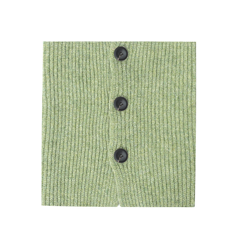 European And American Autumn And Winter Button Clip Flower Wool Knitted Scarf