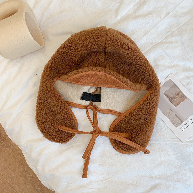 Fleece-lined Thickened Lamb Wool Earmuffs Hat