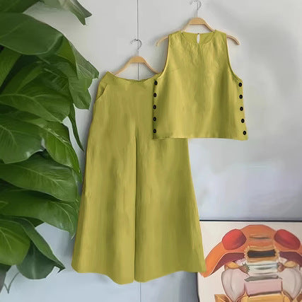 Sleeveless Loose Vest Vacation Casual Pants Cotton And Linen Suit