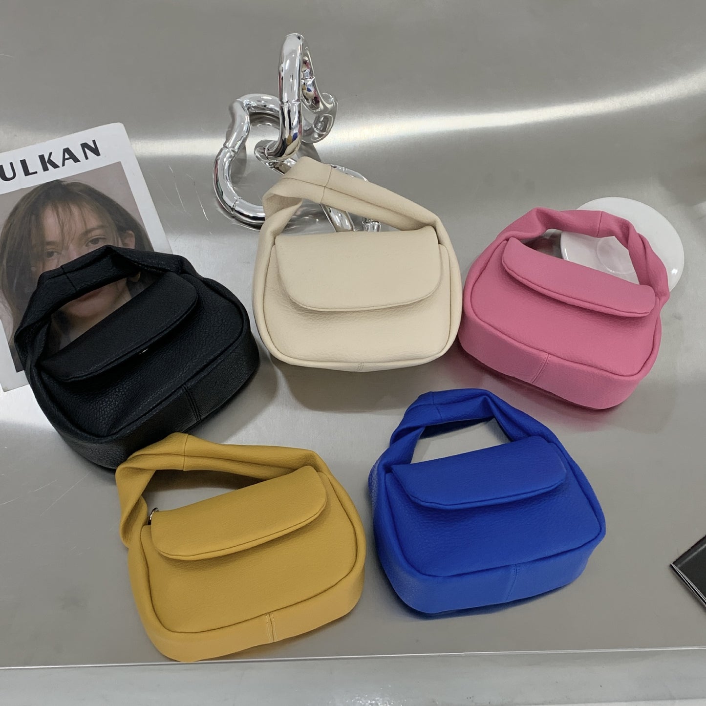 Small One Shoulder Cross-body Handbag Fold Armpit Steamed Bun Dumpling