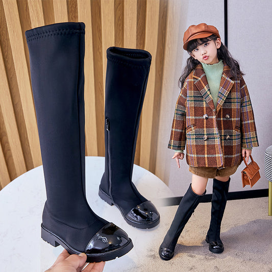 Stretch Fabric Single High Tube Autumn And Winter Girls Boots