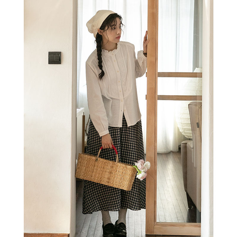 Stand Collar Long Sleeve Women's Shirt Fashionable All-match