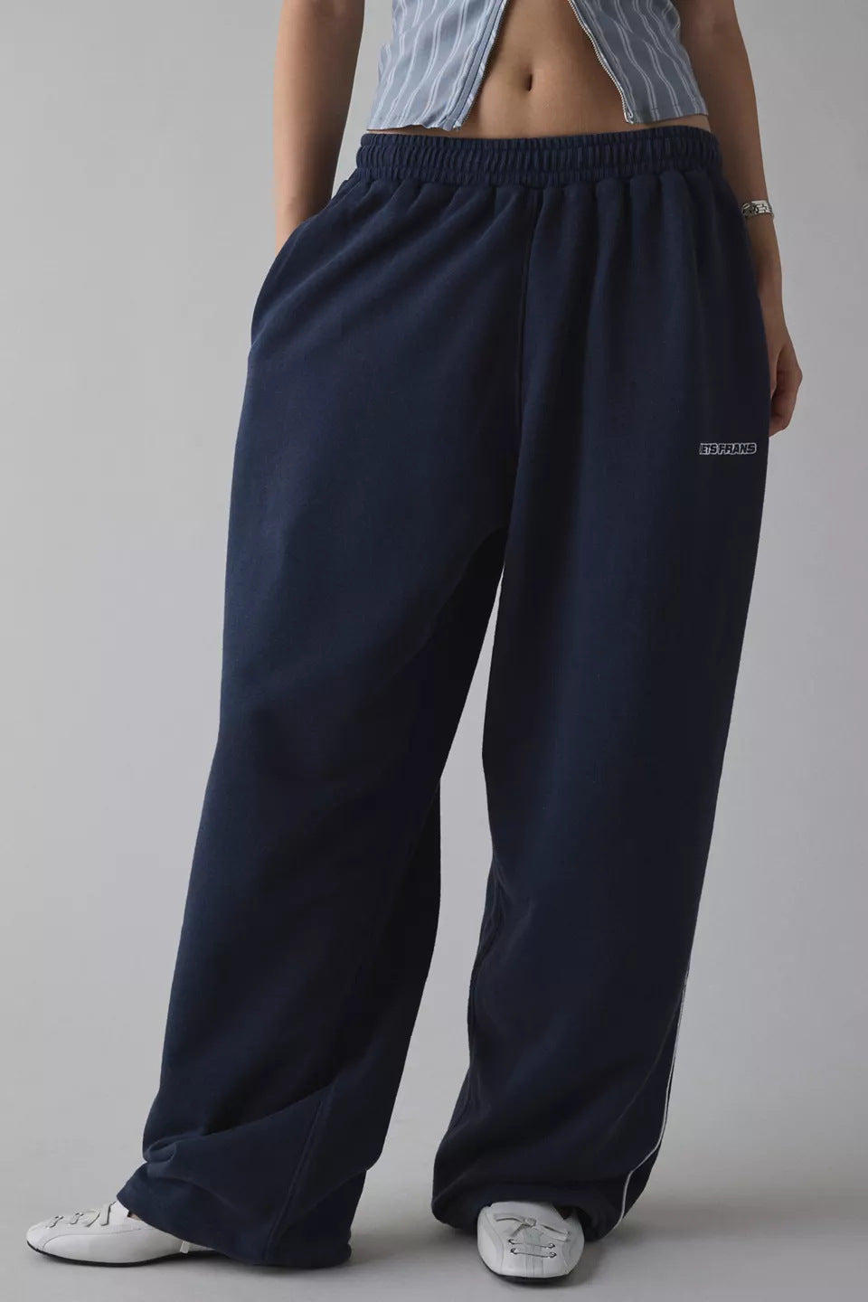 Embroidered Casual Women's Loose Straight Elastic Waist Versatile Pants