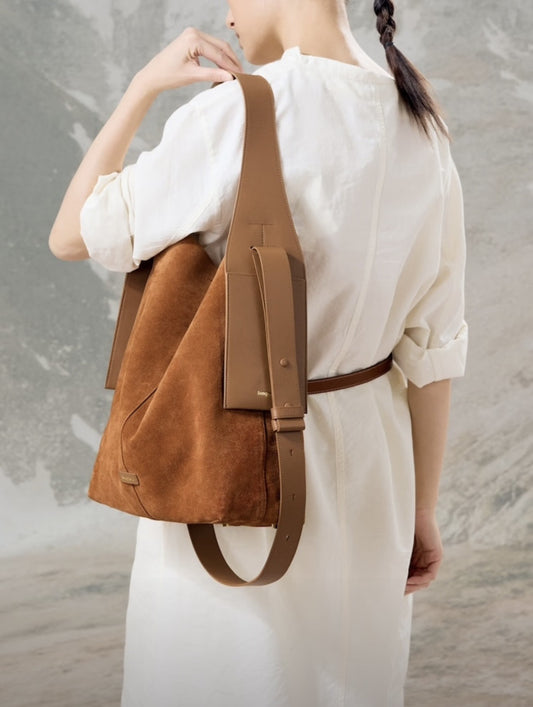 Lazy Commuter Shoulder Messenger Maillard Wear Suede Ear-hanging Tote Bag