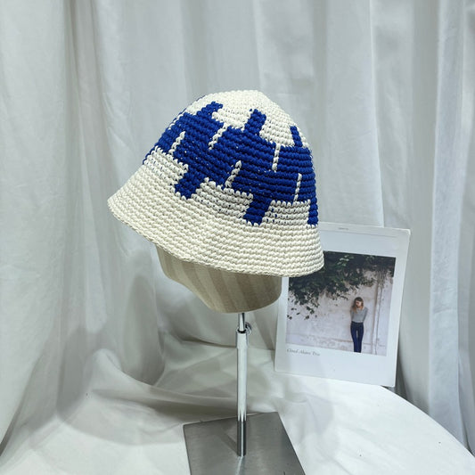 Ins Niche Street Knitted Contrast Color Bucket Hat