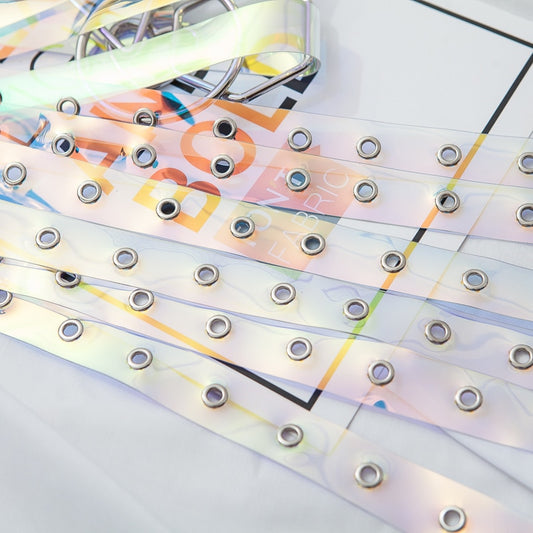Laser plastic color transparent belt ladies fashion Korean simple belt student wild decorative jeans belt