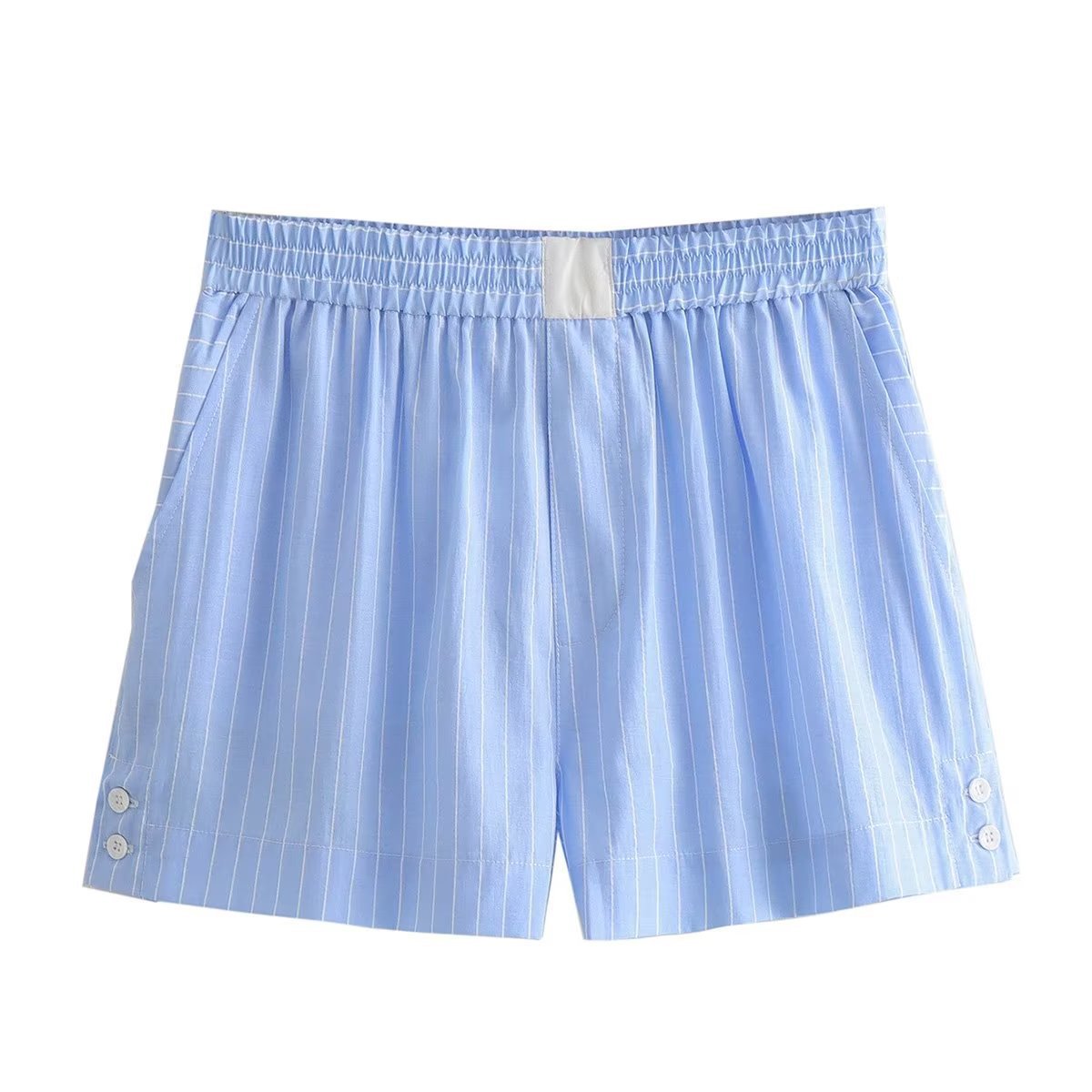 Long Sleeve Contrast Color Striped Shirt Shorts