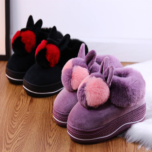 Thick-soled bag with high-heeled warm non-slip cotton slippers