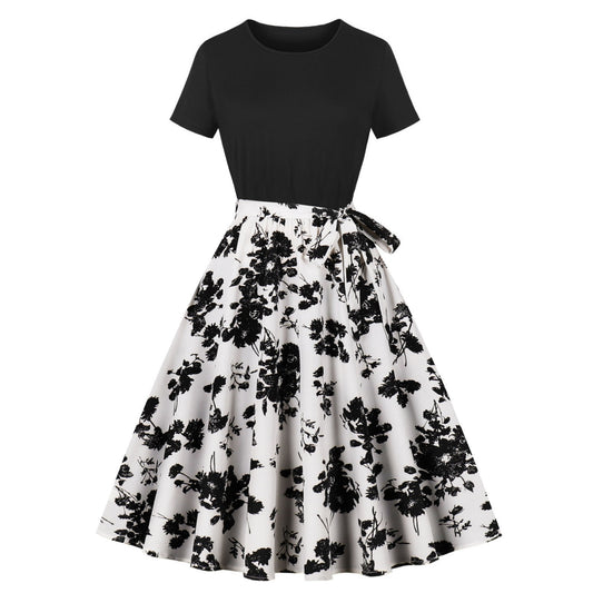 Women's Fashionable Retro Patchwork Elegant Dress