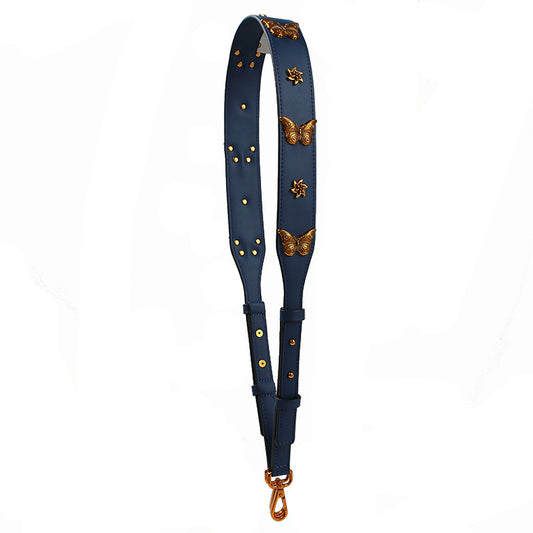 Gold butterfly women's bag wide shoulder belt