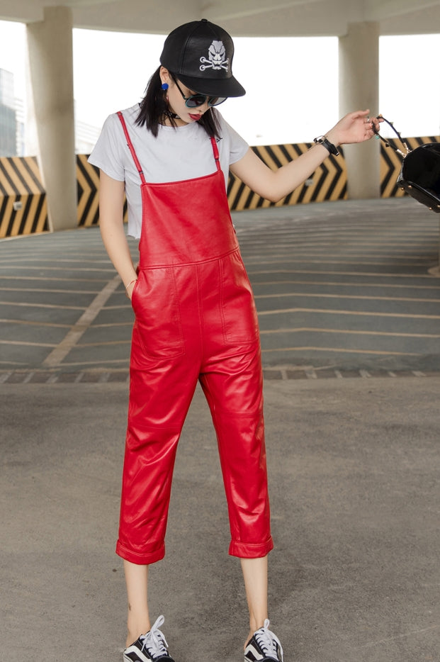 Leather leather suspenders for women