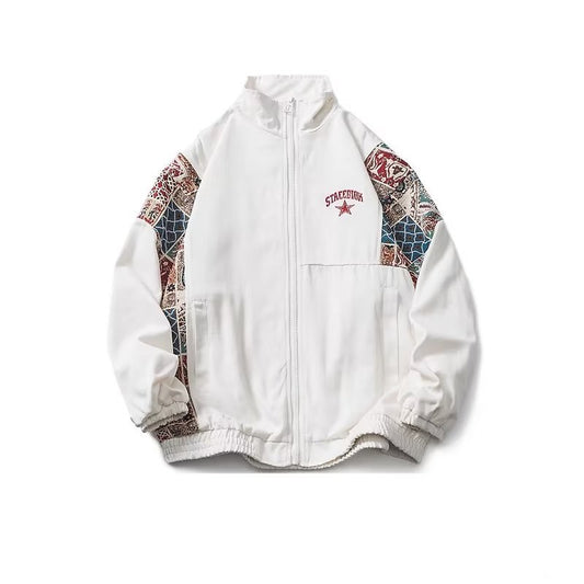 Nyt Modebrand Kinesisk Stil Patchwork Ståkravejakke til Mænd