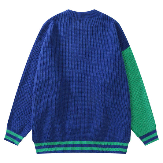Herre Design Løs Snoet Strikket Pullover Sweater
