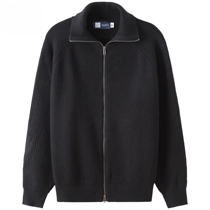 Autumn And Winter Zip-up Knit Cardigan Turtleneck Sweater For Men