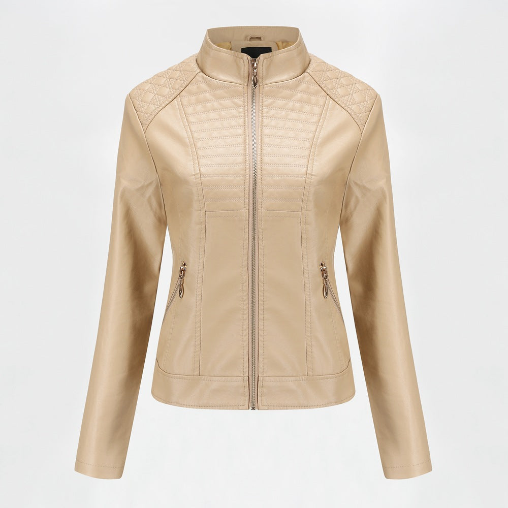 Chaqueta de cuero para motociclista para mujer
