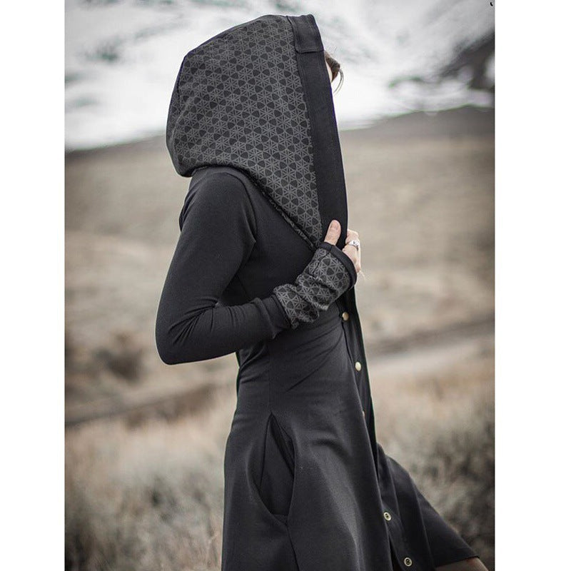 Temperament Commuter Black Slim Cape Jacket