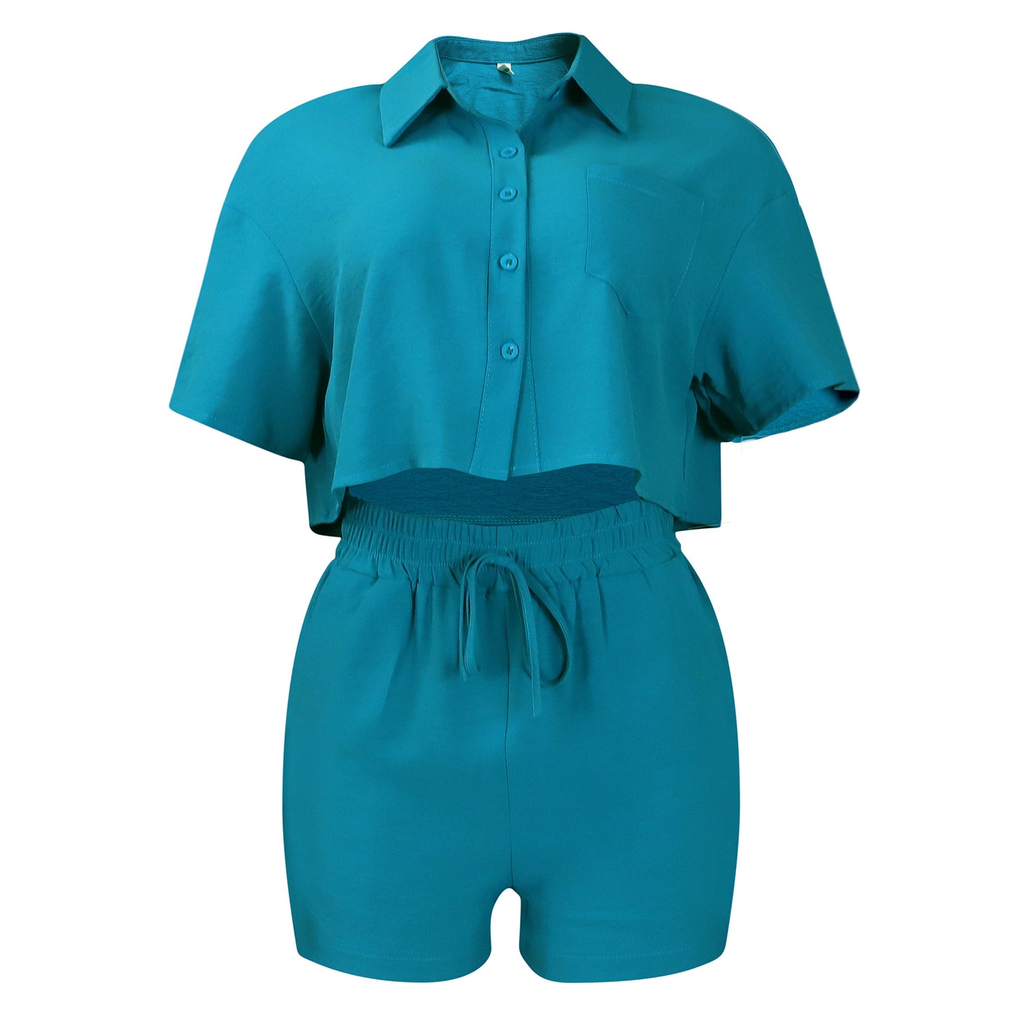 Women's Loose-fitting Short-sleeve Top And Shorts Set