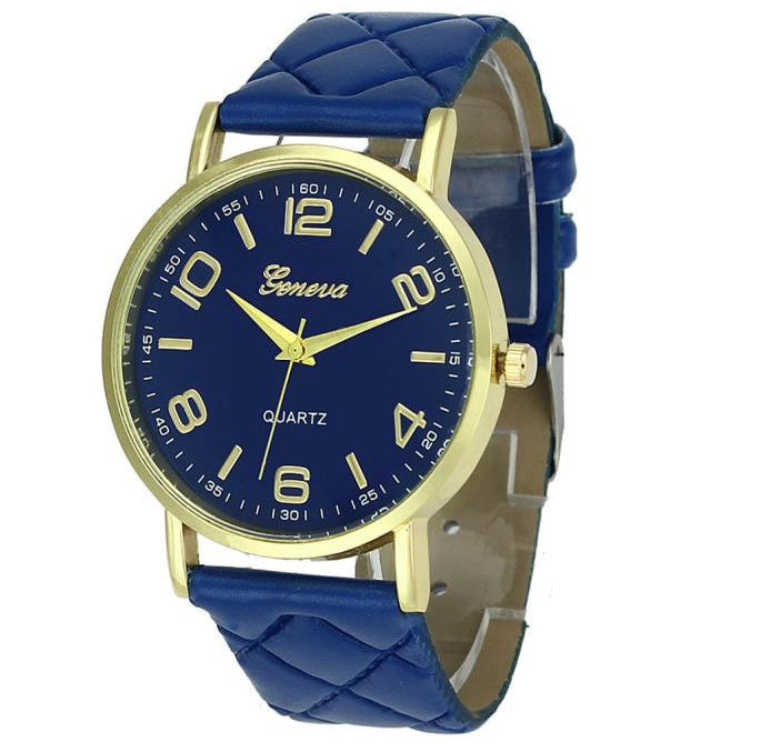 Fashion embossed geneva belt watch Personality strap with lady quartz Geneva watch