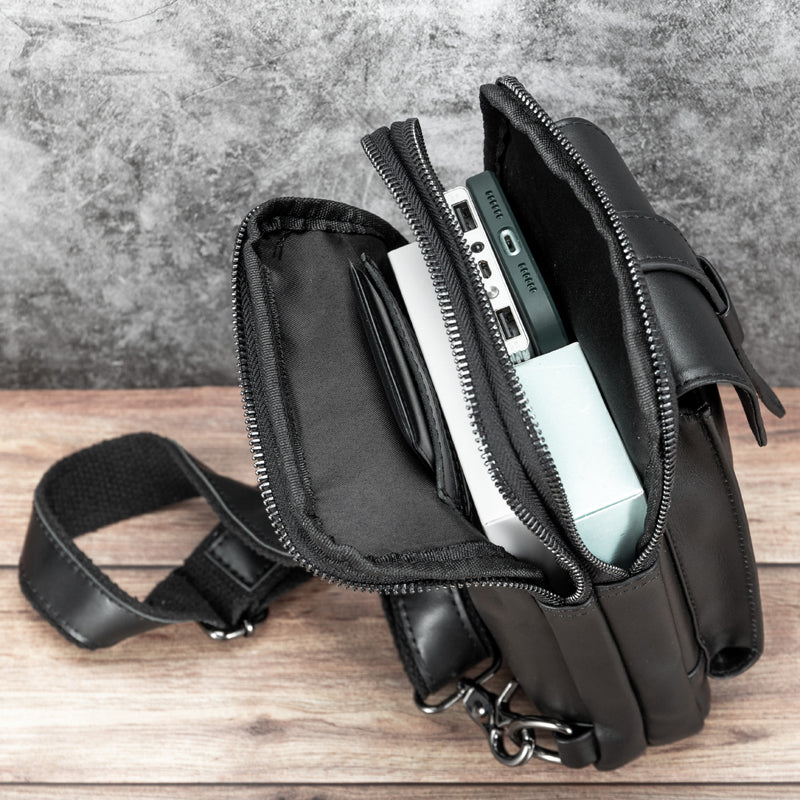 Fashion New Men's Leather Chest Bag