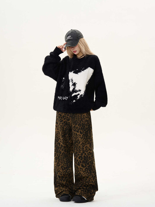 Soft Glutinous Mink-like Map Printed Sweater