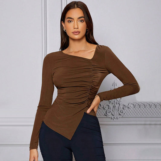 Women's French Elegant Style T-Shirt AutumnWinter Domineering And Intellectual Style High-End Slim Fit Top