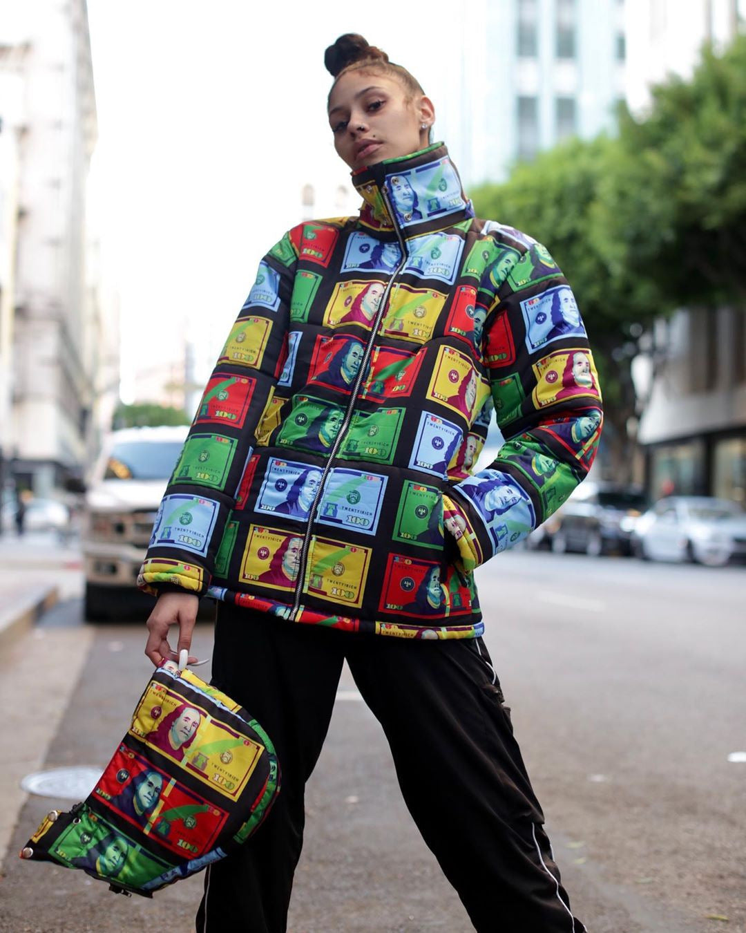 Colorful Printed And Dyed Bread Hooded Down Cotton Padded Jacket