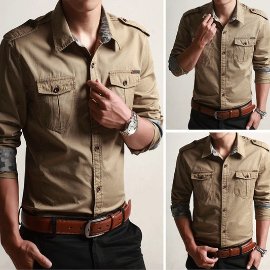 Men's Shirt Korean Cotton Men's Slim Long Sleeve Shirt