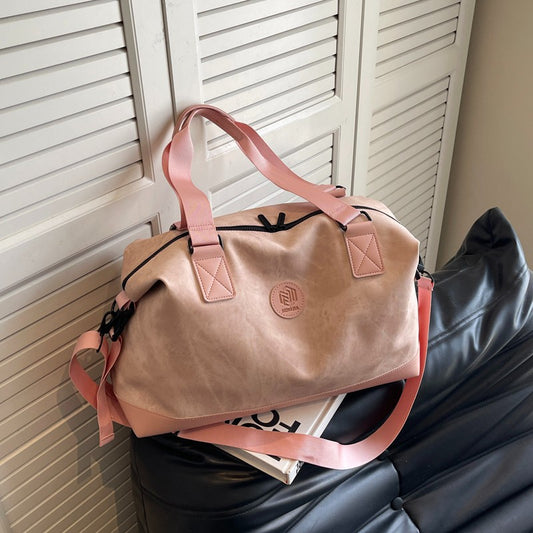 Leisure Large Capacity Luggage Storage PU Leather Shoulder Sports Gym Bag