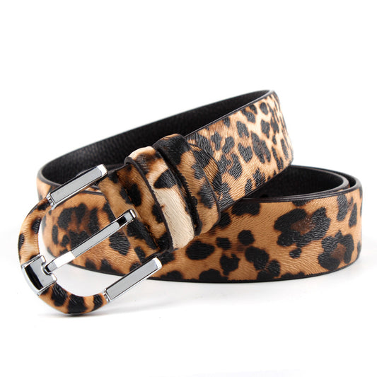 Women's Leopard Leather Belt