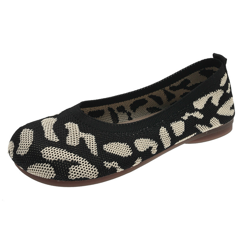 Soft Bottom Pumps Women's Knitted Woven Low-cut Flat Shoes