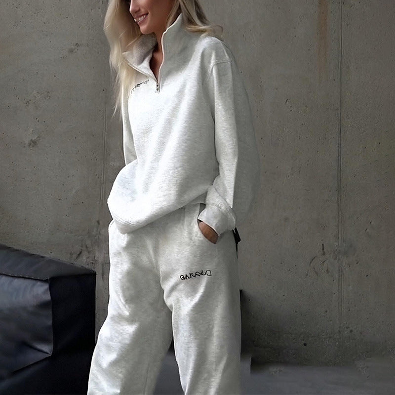 Classic Two Piece Zip Up Sportswear Womens Casual Set