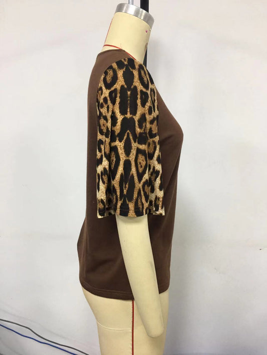 Euramerican Women's Summer Leopard Pattern Splicing