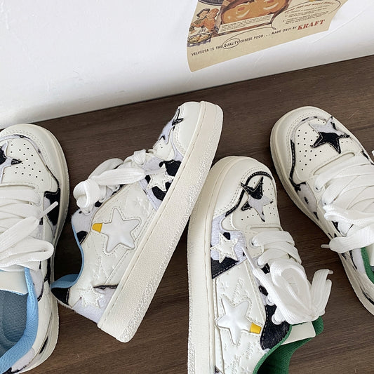 Cow Star Shoes Couple Casual Platform Sports Board Shoes