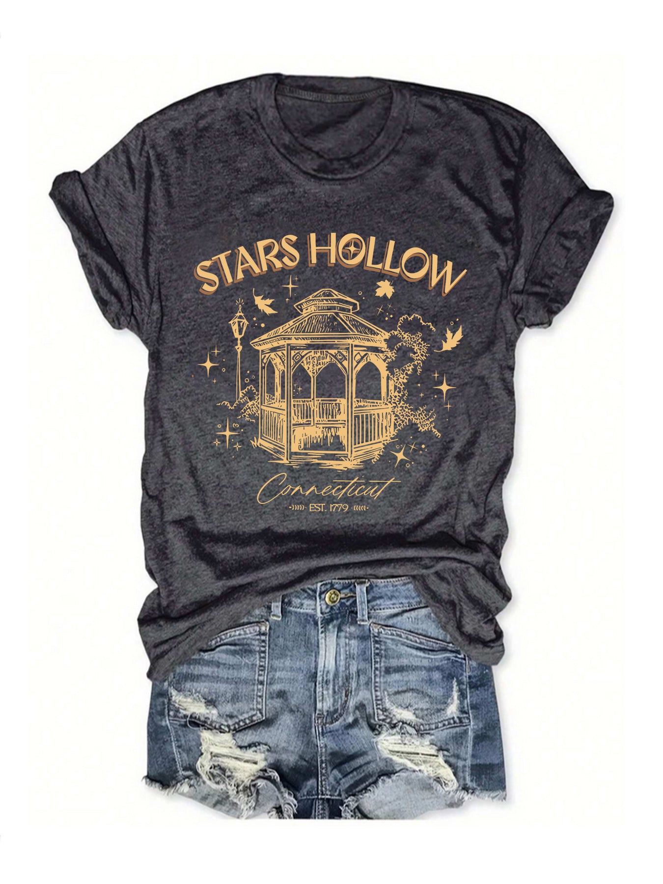 Casual Fashion Women's Wear Letter Graphic Print Crew Neck Short Sleeve