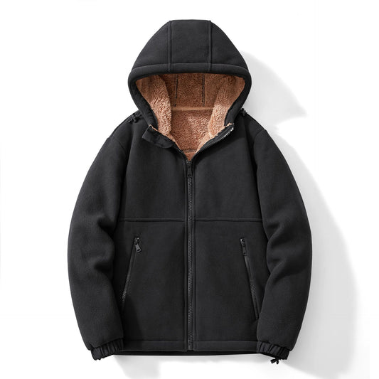Casual Hooded Lambswool Fleece Lined Padded Warm Keeping Jacket