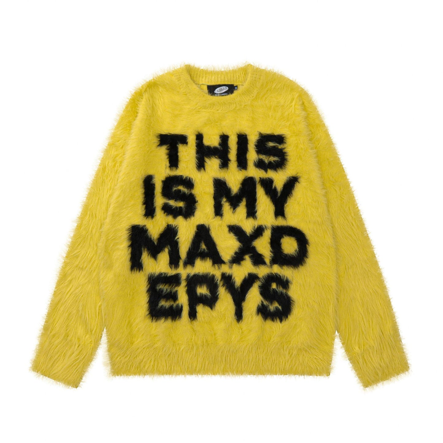 Retro Loose Letter Furry Round Neck Sweater
