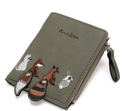 Women's Wallet Lovely Cartoon Animals Short Leather Female Small Coin Purse Hasp Zipper Kid Purse Card Holder For Girls