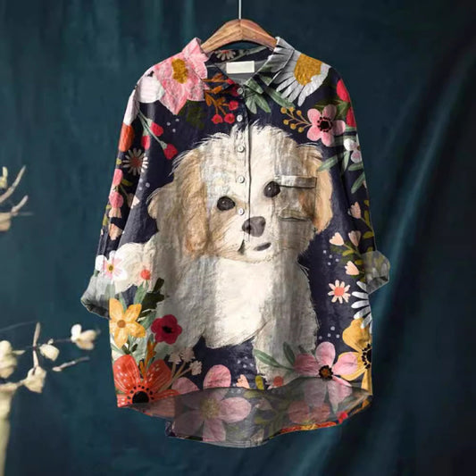 Animal Print Hawaiian Long Sleeve Shirt