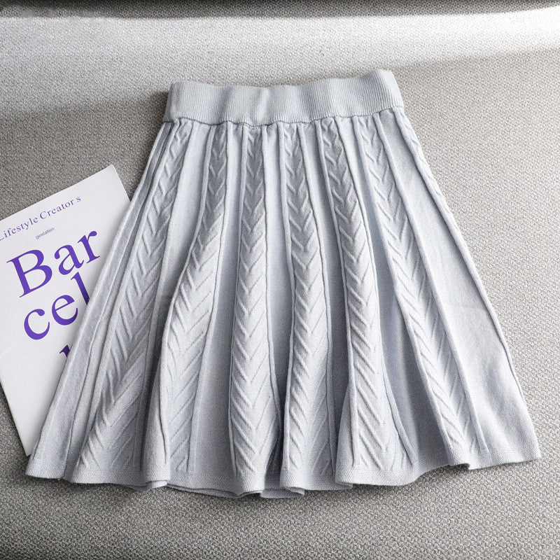 Half-length skirt women high waist slim bright silk pleated skirt