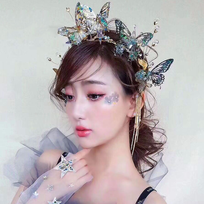 Bride blue butterfly hair band