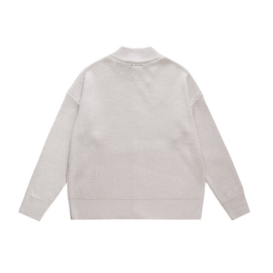 Spring And Autumn Stand Collar Cardigan Sweater Men's Street American Style