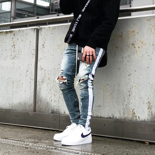 Elastiske ripped jeans med små fødder