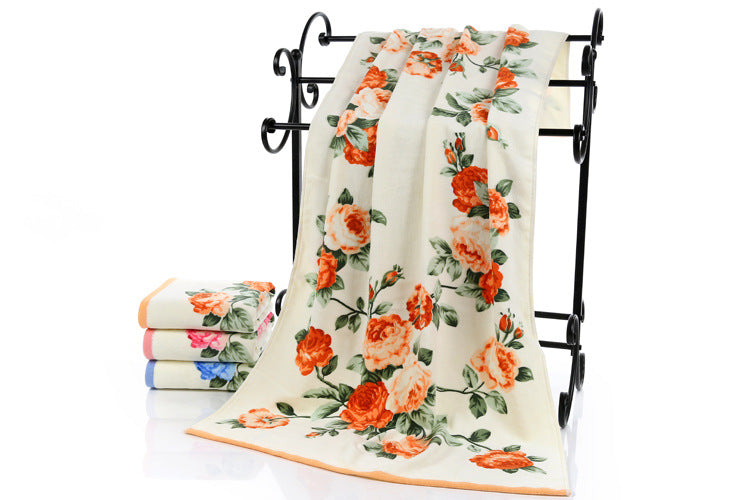 Cotton Towel Bath Towel Printed with Cut Down Peony