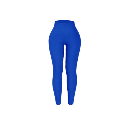 Rib High Waist Cross Sports Bottoming Casual Trousers