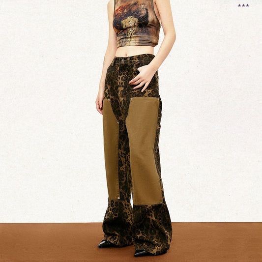 Straight Leopard Print Casual Pants For Men And Women