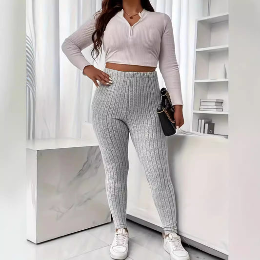 Knit Casual High Waist Women's Leggings