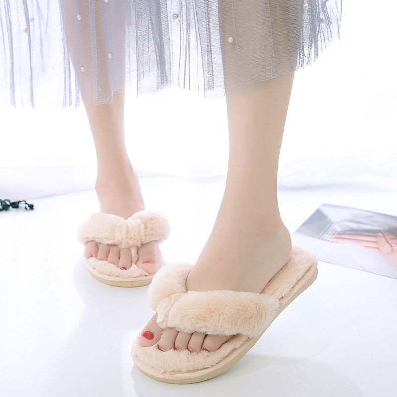Wooden floor plush slippers