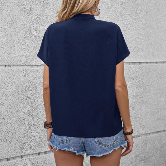 Casual Comfortable V-neck Printed Loose-fit Blouse