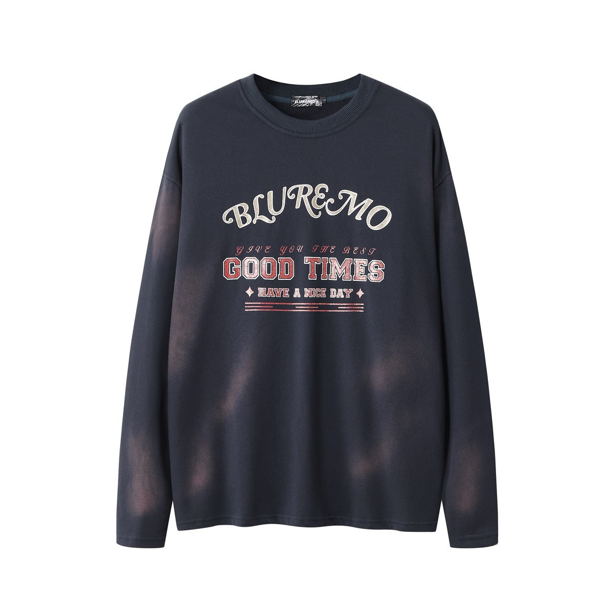 Mørk Vasket Guldtryk Rundhals Pullover Sweatshirt